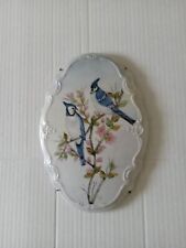 Vintage Ceramic  Wall Plaque  With Blue Jay's  Signed C. R. 95 10x7 picture