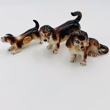 Mitaki Beagle Basset Hound Bone China Miniature Dog Puppy Set 3 Vintage Japan picture