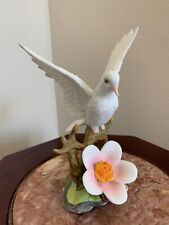 VTG Wellington Porcelain Statue Peace White Dove Birds Dogwood Flower Religious picture