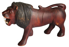 Vintage Hand Carved Wooden African Lion Sculpture 7 1/2
