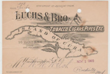 1902 CUBAN CIGAR LETTERHEAD INVOICE FROM LUCHS & BRO. WASHINGTON DC TOBACCO PIPE picture