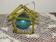 Antique Victorian Beaded Wire Cabin House Christmas Ornament picture