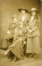 Atlantic City NJ RPPC 1517 Boardwalk by FLETT 4 Ladies Hats Furs 1920s AWESOME picture