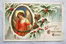 Wishing You Christmas Cheer Antique 1912 Postcard Germany Embossed IARC Angel picture