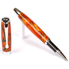Tuscany Rollerball Pen - Orange & Black Marbleized Gloss Body picture