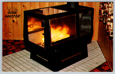 c1960s Glowmaster Glass Fireplace Armstrong Iowa Rubber Vintage Postcard picture