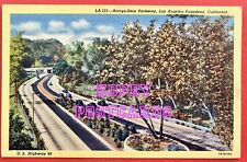 ROUTE 66~ LOS ANGELES, PASADENA, CA~ ARROYO-SECO PARKWAY ~linen  postcard~ 1941  picture