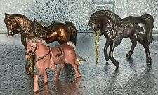 Lot Of 3 Vintage Small Copper Tone Metal Horse Figurines Japan DC Souvenir picture