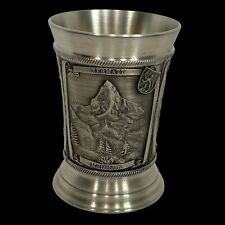 Pewter Shot Glass Cup Swiss Zermatt Scenery 3D 4 oz 95% Zinn Barware Souvenir picture