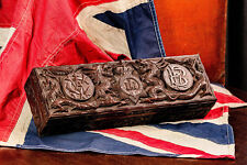 Stunning Hand Carved Anglo Chinese Antique Carved Wood Box Devonshire Militaria picture