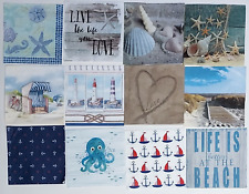 12 Individual Paper Decoupage Luncheon Napkin - NAUTICAL #B - Lighthouse Shell picture