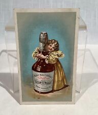 PABST MALT EXTRACT VICTORIAN TRADE AD CARD, GIRL HUGS BOTTLE, SLEEP REMEDY TONIC picture