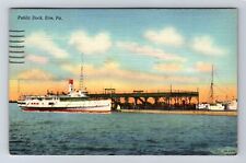 Erie PA-Pennsylvania, Ship at Public Dock, Antique Vintage c1940 Postcard picture