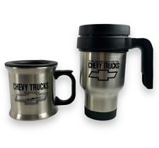 Chevy Trucks Thermos Dealer Promo Stainless Travel Mug Cup with Lid Set of 2 picture