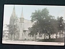 1916 Antique Postcard German Lutheran Church Jefferson WI Hand Tinted B6629 picture