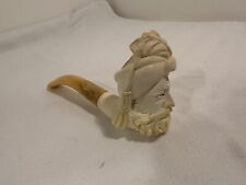 SMOKED LARGE CARVED SULTANS HEAD BLOCK MEERSCHAUM PIPE FINE CARVED DETAILS picture