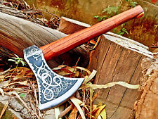 Custom Handmade High Carbon Steel Laser Etched Blade Hatchet Viking Axe picture