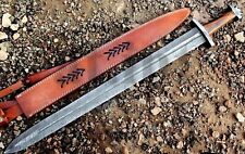 Handmade Damascus Steel Double Edge Combat Hunting Gladiator Viking Sword 30