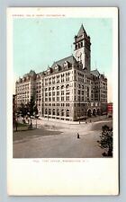US Post Office Building, Clock Tower, Horse Wagon Washington DC Vintage Postcard picture