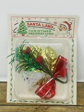Vintage NIP Santa Land Picks Christmas Corsage Leaf Tree Bell Holly Kitschy picture