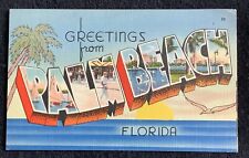 Vintage Large Letter Postcard Palm Beach Florida 1945 Linen  picture