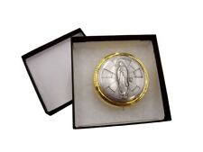 Two Toned Our Lady Guadalupe Pyx with Engraved Design Button Clasp 2.75 Inch picture