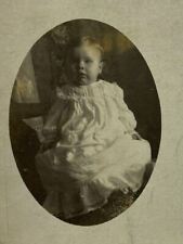 Little Baby In White Dress Offset Oval RPPC Real Photo Postcard picture