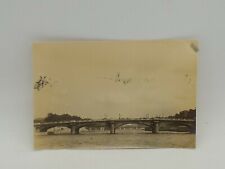 Vintage 1924 Sepia Photo With Unknown Bridge In Paris France On The Seine River  picture