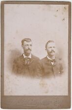 CIRCA 1890s CABINET CARD GLUTTER TWO HANDSOME MEN WITH MUSTACHES BERINE INDIANA picture