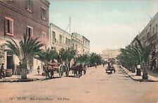 Rue Road Victor Hugo Sfax Tunisia North Africa Horses Palms c1910 Postcard picture