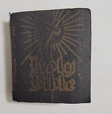 Estate Vintage Miniature Bible Printed In USA Black Parchment Cover  picture