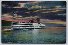 c 1905 Sidewheel Steamer Steamboat New York Antique Postcard Nautical picture