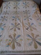 Vintage Hand Stitched Pinwheel Cottage Summer Quilt SEE PICS & DESCRIPTION   picture