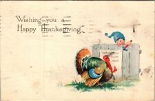 vintage postcard - Wishing you a happy Thanksgiving comical pc posted 1922 picture