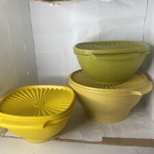 Lot Of 3 Vintage Tupperware Servalier Bowls w/Lids Harvest Colors 858 838 880 picture