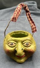 Halloween Witch Pail Primitive Vtg Style Resin  picture