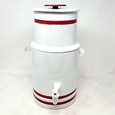 MCM Drink Dispenser Ice Bucket Stacking Set Red White Vinyl Lidded Water Cooler picture