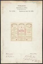 Trademark registration by Rhodes & Lewis for 38 brand Cough-Mixture picture