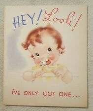 Vintage Rust Craft Greeting Card One Tooth Baby Happy Birthday Collectible picture