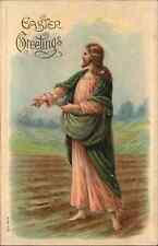 Easter Jesus Planting Seeds Embossed c1910s Postcard picture
