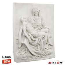 Large Antique Faux Stone Pieta Sculpture Wall Frieze Religious Plaque Gift Decor picture
