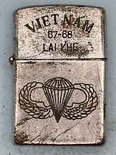 Vintage Vietnam 67-68 Lai Khe Paratroopers Chrome Double Sided Zippo Lighter picture
