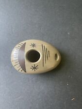 Native American Handcrafted Hand Painted Artisan Tan Brown Pottery Whistle picture