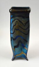 Blue Luster  Vase With Red King Tut Design. Blown Glass picture