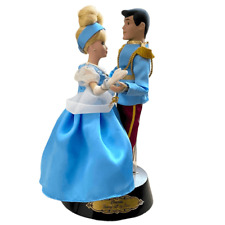 Vintage Disney Cinderella Prince Charming Dancing Porcelain Dolls Wood Music Box picture