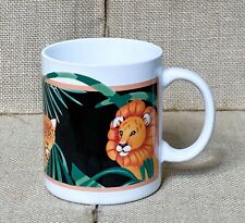 Vintage Otagiri Vibrant Lion Leopard Antelope Jungle Botanical Coffee Mug Cup picture