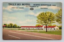 Postcard Tally-Ho Motel in North Kingsville Ohio, Vintage Linen N6 picture