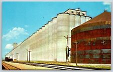 Postcard World's Largest Grain Elevator, Railroad, Wichita Kansas Unposted picture