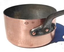 Vintage 8.1in French Copper Saucepan E Dehillerin Hammered Tin Lining 3mm 5.5lbs picture