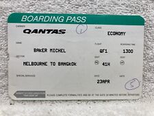 1980s 1990s Qantas Airlines Boarding Pass Melbourne Australia Bangkok Thailand picture